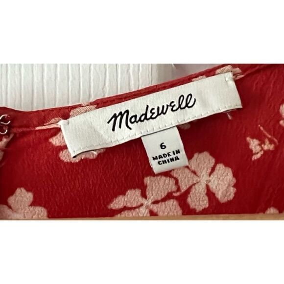Madewell Button-Front Tie-Sleeve Retro Dress in Happy Hibiscus Size 6 / NWOT - Picture 7 of 7